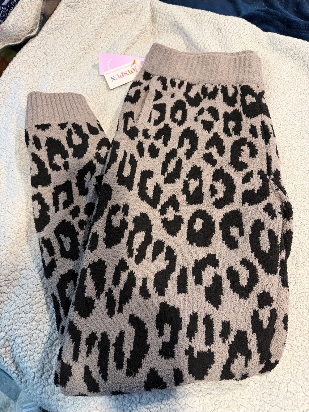 Joyspun Leopard Print Jogger Pants - Taupe & Black